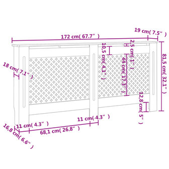 Radiatorombouw 172x19x81,5 cm MDF zwart 8