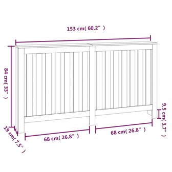Radiatorombouw 153x19x84 cm massief grenenhout wit 8