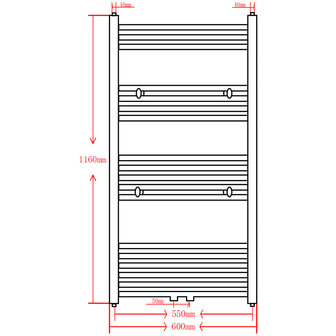 Radiator / handdoekenrek recht 600x1160 mm grijs 9