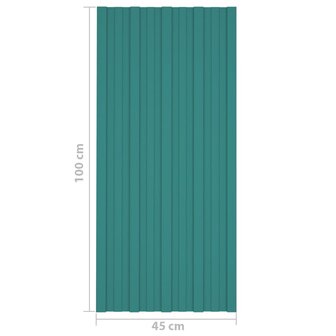 Dakpanelen 12 st 100x45 cm gegalvaniseerd staal groen 7