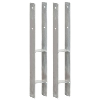 Grondankers 2 st 8x6x60 cm gegalvaniseerd staal zilverkleurig 1