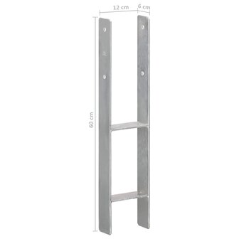 Grondankers 6 st 12x6x60 cm gegalvaniseerd staal zilverkleurig 7