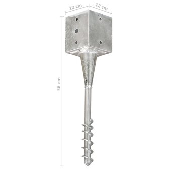 Grondpinnen 6 st 12x12x56 cm gegalvaniseerd staal zilverkleurig 6