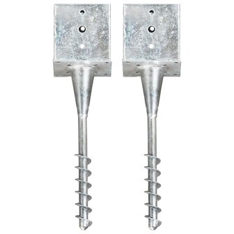 Grondpinnen 2 st 14x14x58 cm gegalvaniseerd staal zilverkleurig 1