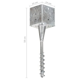 Grondpinnen 2 st 14x14x58 cm gegalvaniseerd staal zilverkleurig 6