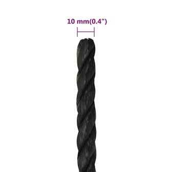Werktouw 10 mm 50 m polypropeen zwart 6