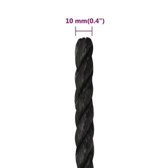 Werktouw 10 mm 100 m polypropeen zwart 6