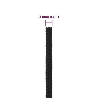 Boottouw 3 mm 50 m polypropeen zwart 6
