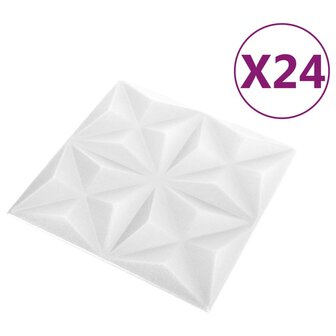 24 st Wandpanelen 3D origami 6 m&sup2; 50x50 cm wit 3