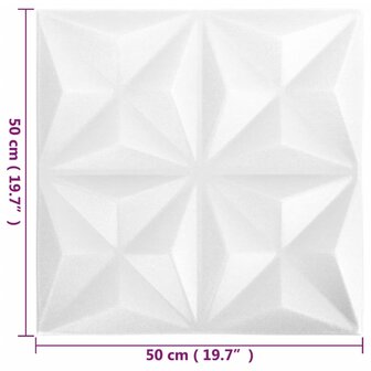 24 st Wandpanelen 3D origami 6 m&sup2; 50x50 cm wit 6
