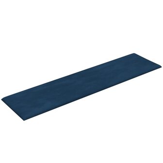 Wandpanelen 12 st 1,08 m&sup2; 60x15 cm fluweel blauw 5