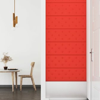 Wandpanelen 12 st 3,24 m&sup2; 90x30 cm kunstleer rood 4