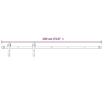Beslagset voor schuifdeur 183 cm staal wit 7