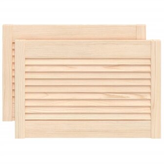 Kastdeuren met lamellen 2 st 39,5x59,4 cm massief grenenhout 2