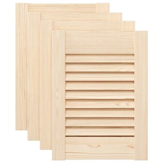 Kastdeuren met lamellen 4 st 39,5x29,5 cm massief grenenhout 2