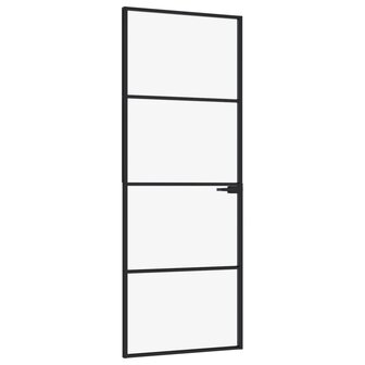 Binnendeur 76x201,5 cm gehard glas en aluminium smal zwart 2