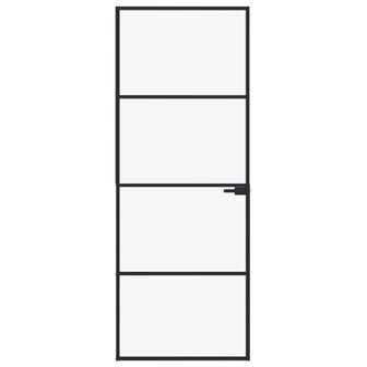 Binnendeur 76x201,5 cm gehard glas en aluminium smal zwart 3