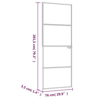 Binnendeur 76x201,5 cm gehard glas en aluminium smal zwart 8