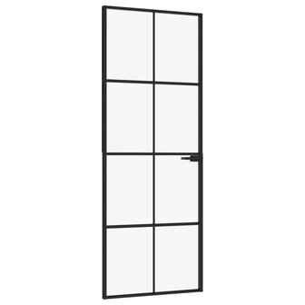Binnendeur 76x201,5 cm gehard glas en aluminium smal zwart 2