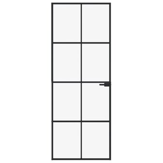 Binnendeur 76x201,5 cm gehard glas en aluminium smal zwart 3
