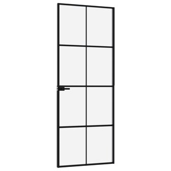 Binnendeur 76x201,5 cm gehard glas en aluminium smal zwart 4
