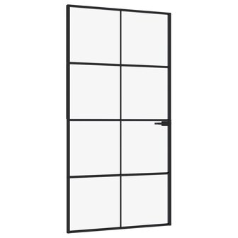Binnendeur 102x201,5 cm gehard glas en aluminium smal zwart 2