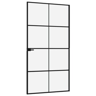 Binnendeur 102x201,5 cm gehard glas en aluminium smal zwart 4
