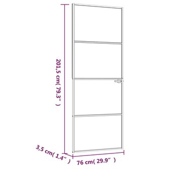 Binnendeur 76x201,5 cm gehard glas en aluminium smal wit 8