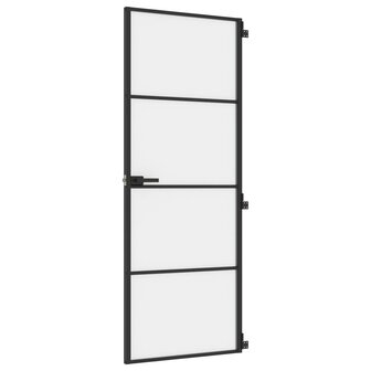 Binnendeur smal 76x201,5 cm gehard glas en aluminium zwart 2