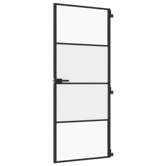 Binnendeur smal 83x201,5 cm gehard glas en aluminium zwart 2