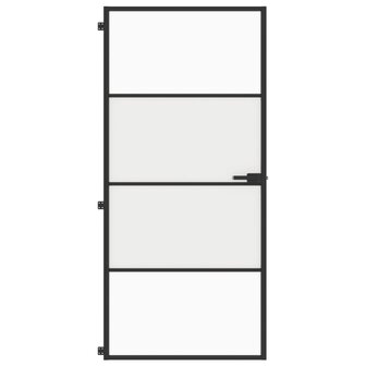 Binnendeur smal 93x201,5 cm gehard glas en aluminium zwart 3
