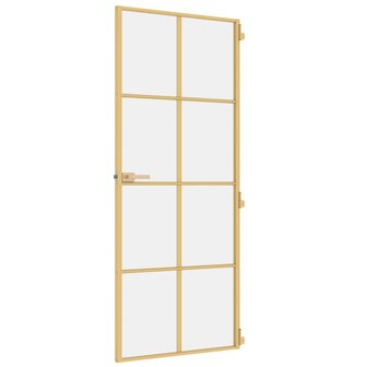 Binnendeur smal 83x201,5 cm gehard glas en aluminium goudkleur 5