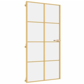 Binnendeur smal 102,5x201,5 cm gehard glas en aluminium goud 2