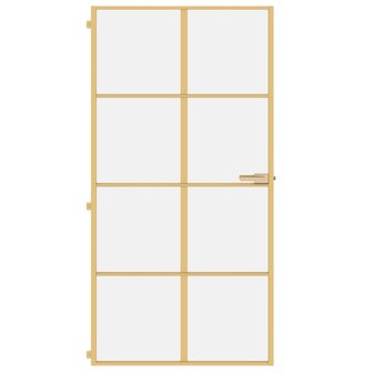 Binnendeur smal 102,5x201,5 cm gehard glas en aluminium goud 3