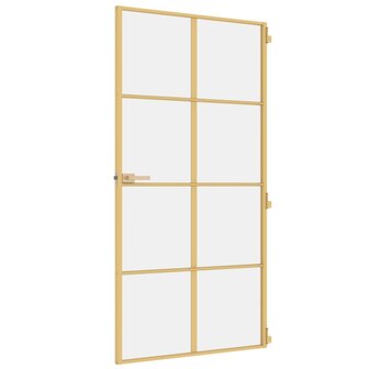 Binnendeur smal 102,5x201,5 cm gehard glas en aluminium goud 5