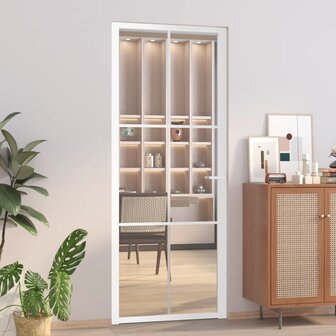 Binnendeur 83x201,5 cm ESG-glas en aluminium wit 1
