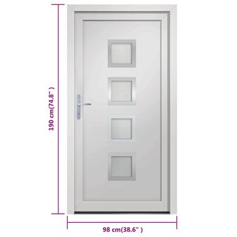 Voordeur 98x190 cm PVC wit 9