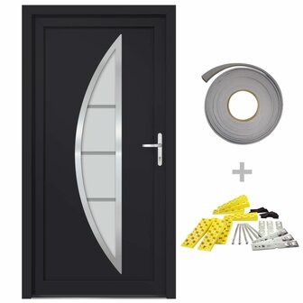 Voordeur 98x190 cm PVC antracietkleurig 2