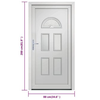 Voordeur 88x200 cm PVC wit 9