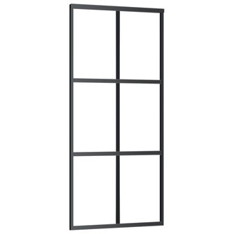 Schuifdeur 90x205 cm ESG-glas en aluminium zwart 2