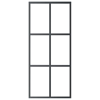 Schuifdeur 90x205 cm ESG-glas en aluminium zwart 3
