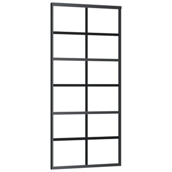 Schuifdeur 90x205 cm ESG-glas en aluminium zwart 2
