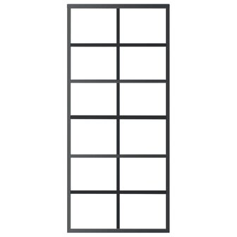 Schuifdeur 90x205 cm ESG-glas en aluminium zwart 3