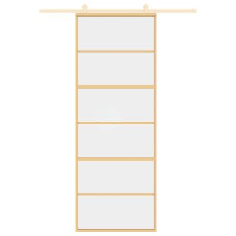 Schuifdeur 76x205 cm helder ESG-glas en aluminium goudkleurig 3