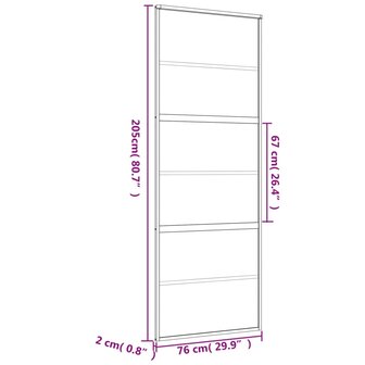 Schuifdeur 76x205 cm helder ESG-glas en aluminium goudkleurig 8
