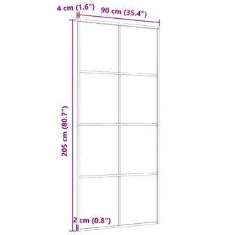 Schuifdeur 90x205 cm aluminium en ESG-glas zwart 6