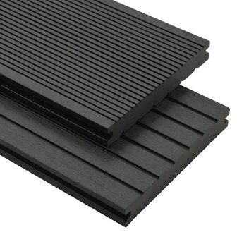 Terrasplanken met accessoires 10 m&sup2; 2,2 m massief HKC zwart 1