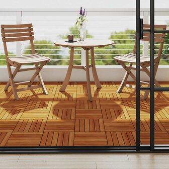 Terrastegels acaciahout 30 x 30 cm verticaal patroon (10 stuks)  1