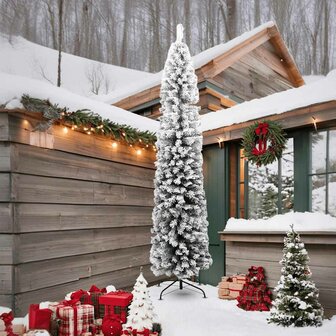 Kunstkerstboom met sneeuw smal 240 cm PVC groen 2