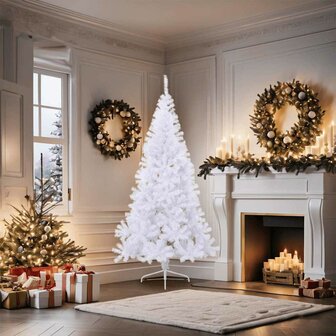 Kunstkerstboom met standaard half 180 cm PVC wit 2